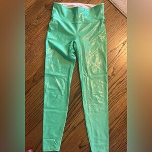 Shiny Heroine Sport Leggings in “Slick Green”